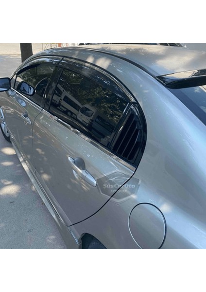 Honda Civic Fd6 2006-2011 Uyumlu Kelebek Cam Izgarası Kelebek Cam Vizörü Havalandırma Sağ Sol Takım Parlak Siyah