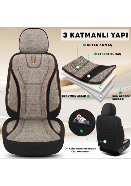 City Serisi Kıa Picanto 2011-2017 ile Uyumlu Koltuk Kılıfı, Kahverengi modelleri