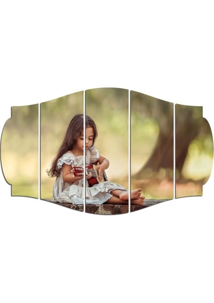 Yeşil Küçük Kız Gitar Mdf Tablo, Dekoratif Müzik Temalı Duvar Süsü modelleri