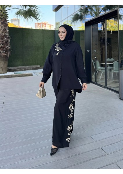 Nakışlı Ikili Gömlek Takım Siyah Renk modelleri