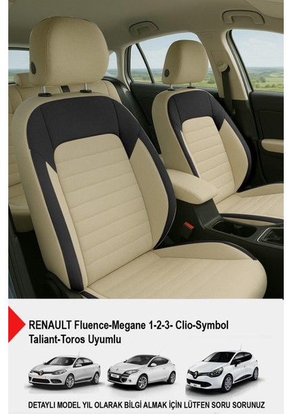 Mocha Taytüyü Oto Koltuk Kılıfı (Renault Fluence-Megan 1-2-3-Clio-Symbol-Taliant-Toros Uyumlu)