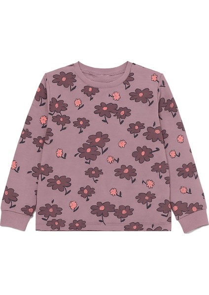 Purple Flower Desenli Kız Çocuk Pijama Takımı modelleri