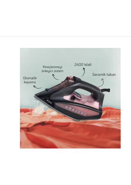 Pembe Buharlı Ütü KBU703 Osborn, Şık ve Kullanışlı Ev Gereçleri fırsatları