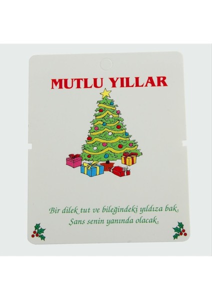 Msa-Shop Mutlu Yıllar Bileklik Kartı 200 Adet-Beyaz