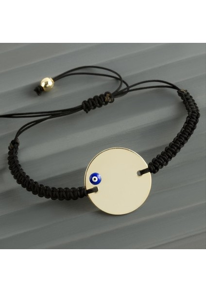 Msa-Shop Yuvarlak Isim Yazılabilir Boş Plaka Örgülü Bileklik-Siyah fiyatları