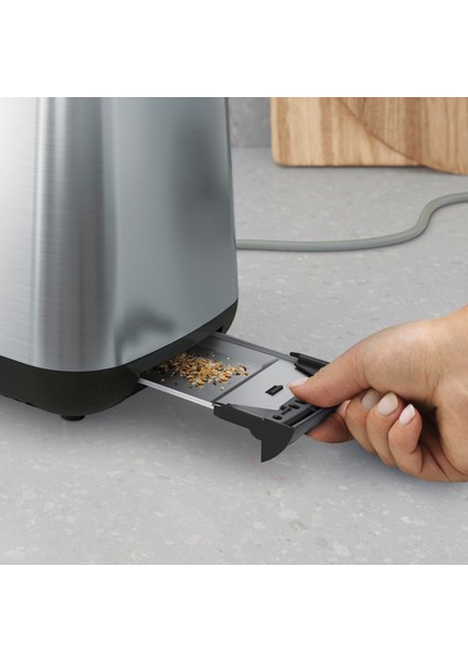 Paslanmaz Çelik 800 W Ekmek Kızartma Makinesi, 7 Kademeli Isı Ayarı, Gri Renk