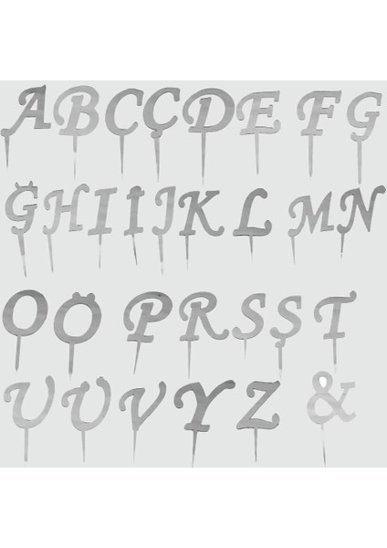 Msa-Shop Gümüş Renkli Harf Pasta ve Kek Pleksi-Ç fiyatları