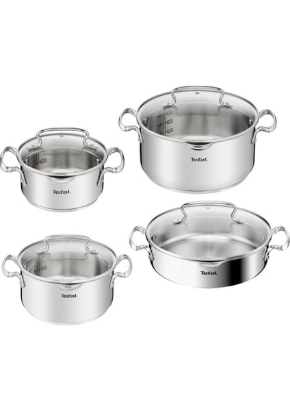 Duetto İndüksiyon Tabanlı 8 Parça Çelik Tencere Seti