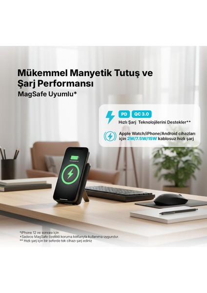 Recharger M 5.000MAH Magsafe Uyumlu Pd 20W Lightning ve Usb-C Dahili Kablolu Stantlı 2BB236S indirimleri