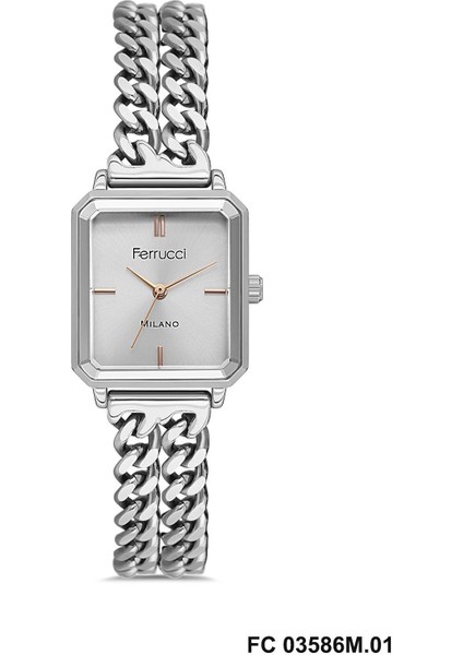 FC03586M.01 Gümüş Renk Bileklik Model Köşeli 24 mm Kadın Kol Saati