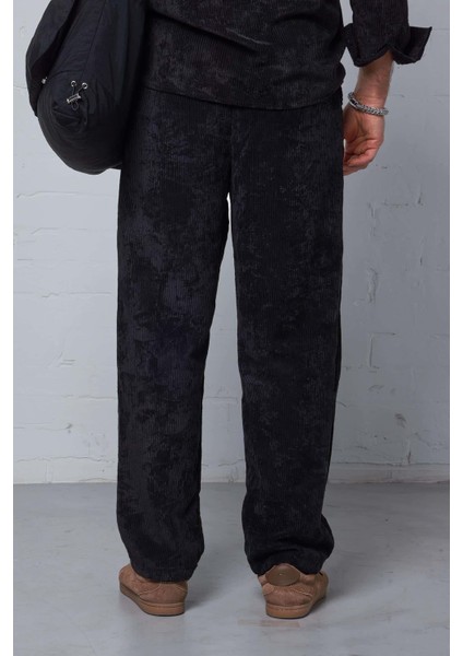 Erkek Kadife Dokulu Baggy Fit Pantolon Siyah modelleri