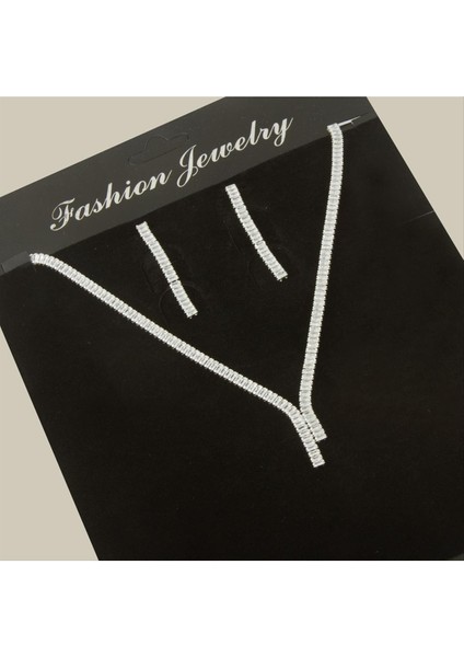 Msa-Shop Tamtur Baget Taşlı Lüks Set Kolye 4 Mm-Gümüş Rengi fiyatları