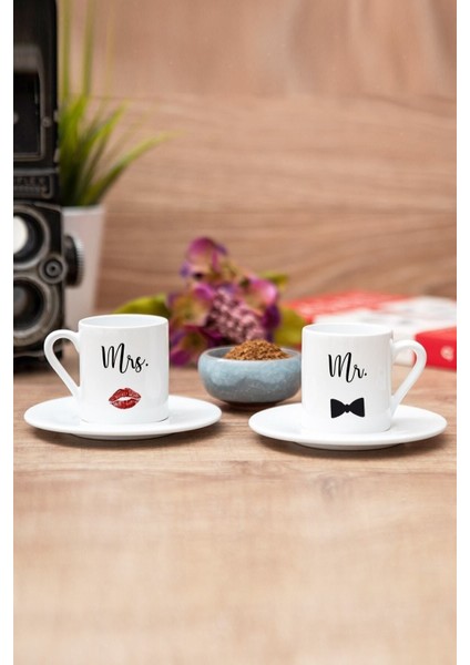 Beyaz Türk Kahvesi Fincanı Ikili Tasarım Seti