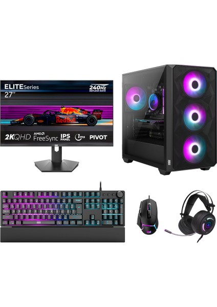 DRX7713 Dragos Ryzen 5 5600 32GB 1tb Nvme 16GB RTX5060TI 27 Inç 240Hz 1ms Qhd Oyuncu Hazır Sistem