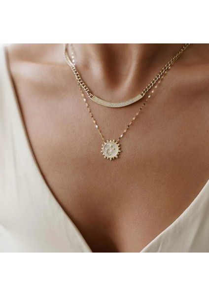 Gurmet Zincirli Taşlı Plaka Altın Kolye fiyatları