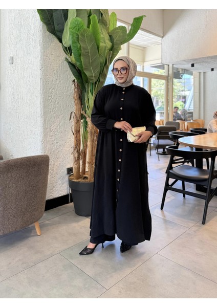 Siyah Renk Düğmeli Ayrobin Kumaş Ikili Takım modelleri