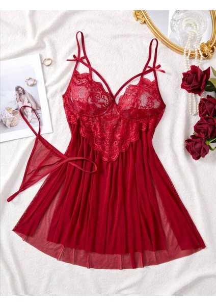 Kadın Büyük Beden Fantezi Gecelik Big Size Bordo Tül Dantel Battal Beden Fantazi Gecelik Takımı Geniş Beden Gecelik Bol Kesim Geniş Kalıp indirimleri