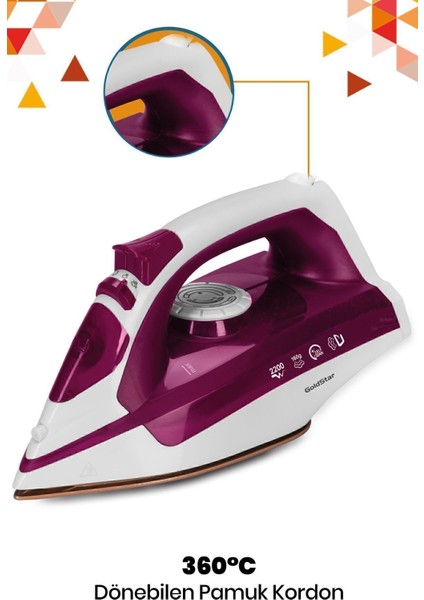 Buharlı Ütü, Beyaz ve Mor Renk Seçeneği, Üstün Performanslı ve Kullanışlı Tasarım