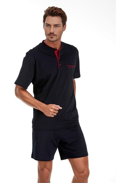 %100 Pamuklu Lacivert Kutulu 4'lü Erkek Çeyiz Pijama Takımı (1 Çift Çorap Hediyeli) 6PQI4EKR8RKE1.4L modelleri