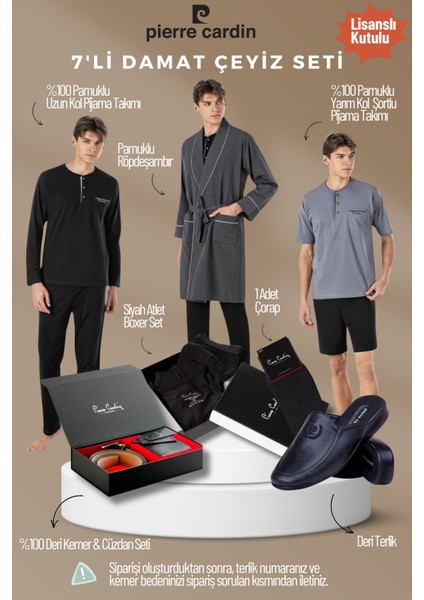 Erkek Lisanslı Kutulu Siyah 7'li Damat Çeyiz Seti