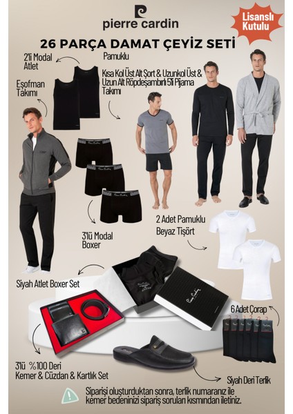 Erkek Yeni Sezon Lisanslı Kutulu Gri 26'lı Damat Çeyiz Seti QP6S7K5E1ITKE.26L