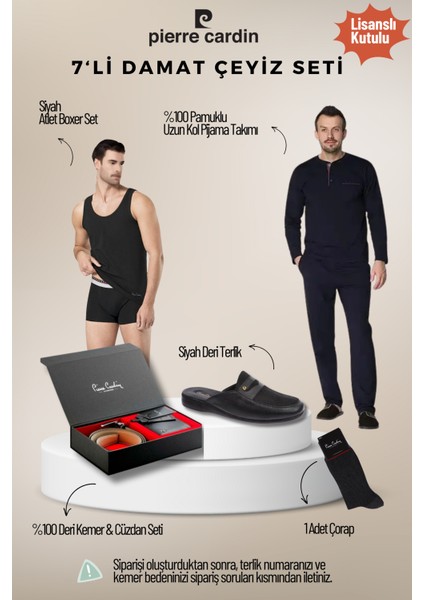 Erkek Lisanslı Kutulu Lacivert 7'li Damat Çeyiz Seti QÇS.6EY.TK.Z5K65.7L.