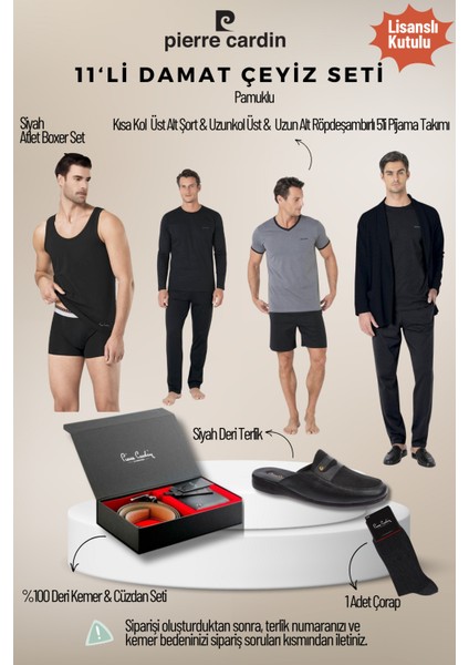 Erkek Yeni Sezon Lisanslı Kutulu Siyah 11'li Damat Çeyiz Seti QP6S7K5E1ITKE.11L