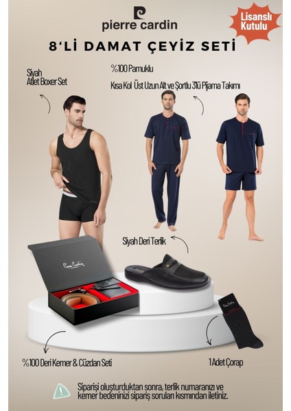 Erkek Lisanslı Kutulu Lacivert 8'li Damat Çeyiz Seti QÇS.6EY.TK.Z4K81.8L.