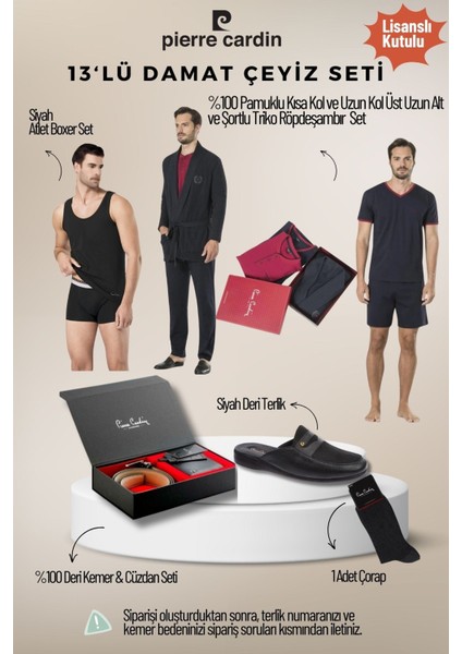 Erkek Lisanslı Kutulu Lacivert 13'lü Damat Çeyiz Seti QÇS.6EY.TK.Z6K06.13.L