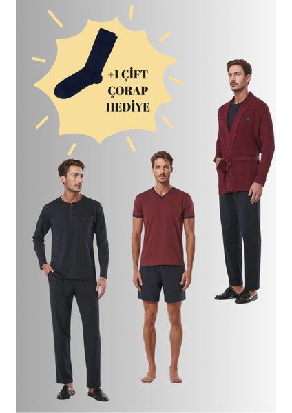 Triko Robdöşambırlı & Pijama Takımlı Kutulu Çeyiz Seti (1 Çift Çorap Hediyeli) 6PQI6EKR0RKE6.6L
