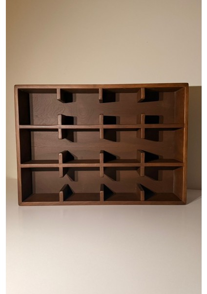 Vıveca Doğal Ahşap Mug Standı - Modern Minimal Fincan Rafı- 12 Bölmeli Kahve Köşesi Organizeri