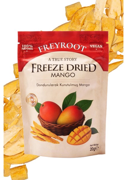 Freyroot Dondurularak Kurutulmuş Mango – Freeze Dried Sağlıklı Çıtır Mango – Katkısız Meyve Kurusu