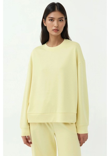 Kadın Modal Touch Basic Sweatshirt Yellow