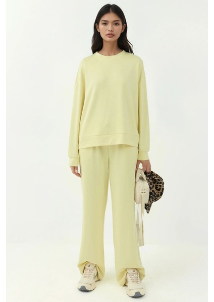 Kadın Modal Touch Basic Sweatshirt Yellow