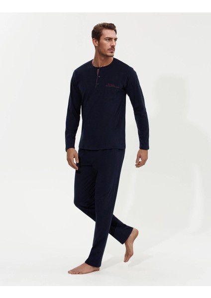 %100 Pamuklu Lacivert Kutulu Erkek Çeyiz Pijama Takımı (1 Çift Çorap Hediyeli) 6PQI5EKR6RKE5.3L modelleri