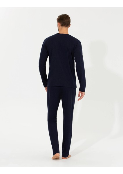 %100 Pamuklu Lacivert Kutulu Erkek Çeyiz Pijama Takımı (1 Çift Çorap Hediyeli) 6PQI5EKR6RKE5.3L fırsatları
