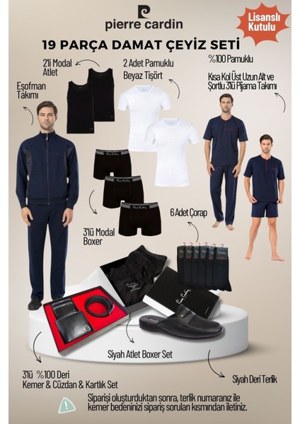 Erkek Lisanslı Kutulu Lacivert 19'lu Damat Çeyiz Seti QÇS.6EY.TK.Z4K68.19.L