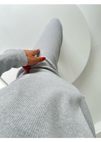 Gri Kalın Kaşkorse Kumaş Rahat Kesim Tesettür Tunik ve Bol Paça Pantolon Takım fiyatları