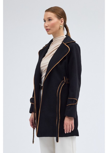 Kaşe Kadın Şık Yaka Kemerli Kaban modelleri