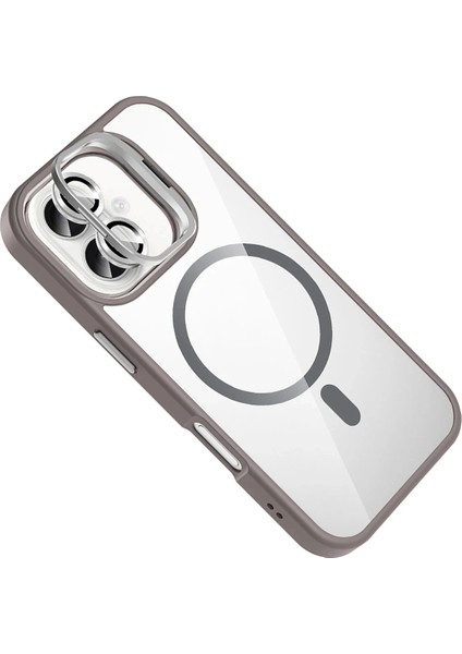 Bfs Apple iPhone 16 Remim Lensli Magsafe Standlı Kapak - Titan Gri modelleri