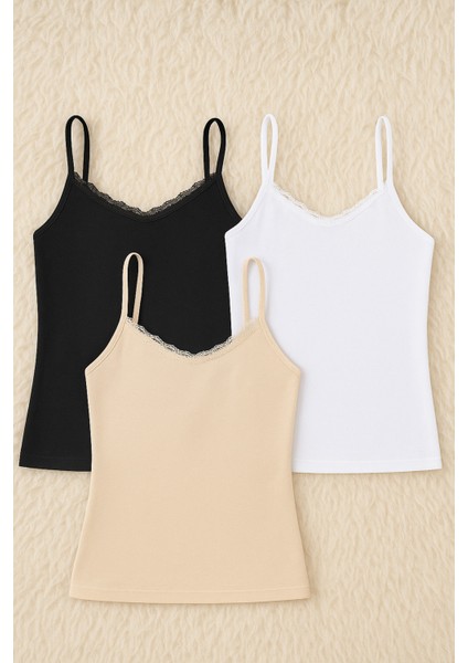 Kadın Viskon Likralı Askılı 3'lü Atlet Q6K6K1T3KA