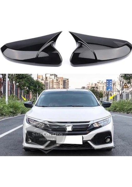Honda Civic Fc5 Fk7 2016-2021 Batman Yarasa Ayna Kapağı Piano Black Abs Plastik