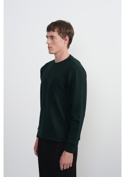 Erkek Desenli Bisiklet Yaka Bol Yeşil Sweatshirt indirimleri