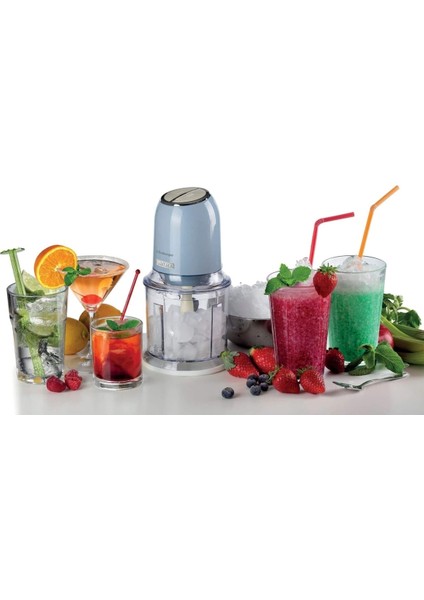 4 Bıçaklı Rondo Doğrayıcı, Şık ve Kullanışlı Mavi Renkli Çok Amaçlı Mutfak Aleti