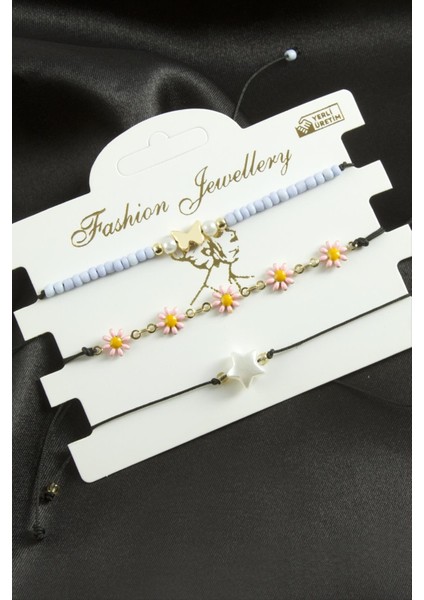 3 Adet Yıldız Mineli Kum Boncuk Bileklik