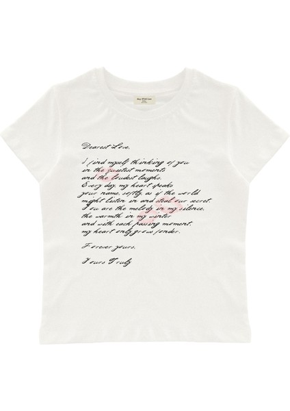 Cher Amour Baskılı Baby Tee Crop Top