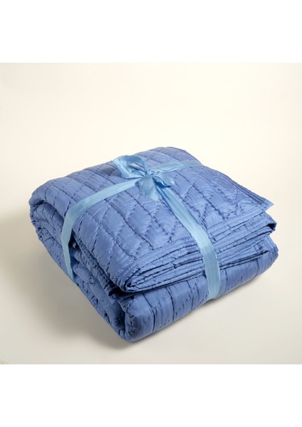 Okhla Kıng Sıze Ipek Yatak Örtüsü Seti 260X280 cm Mavi modelleri