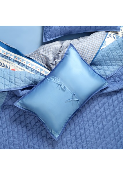 Okhla Kıng Sıze Ipek Yatak Örtüsü Seti 260X280 cm Mavi fırsatları