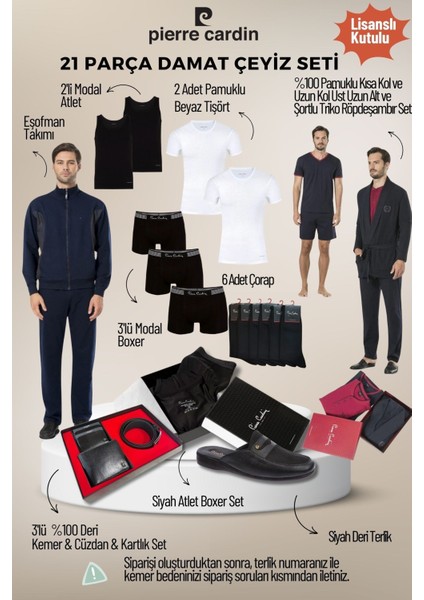 Erkek Lisanslı Kutulu Lacivert 21'li Damat Çeyiz Seti QÇS.6EY.TK.Z6K06.21.L