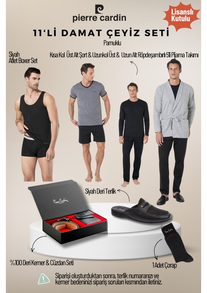 Erkek Yeni Sezon Lisanslı Kutulu Gri 11'li Damat Çeyiz Seti QP6S7K5E1ITKE.11L